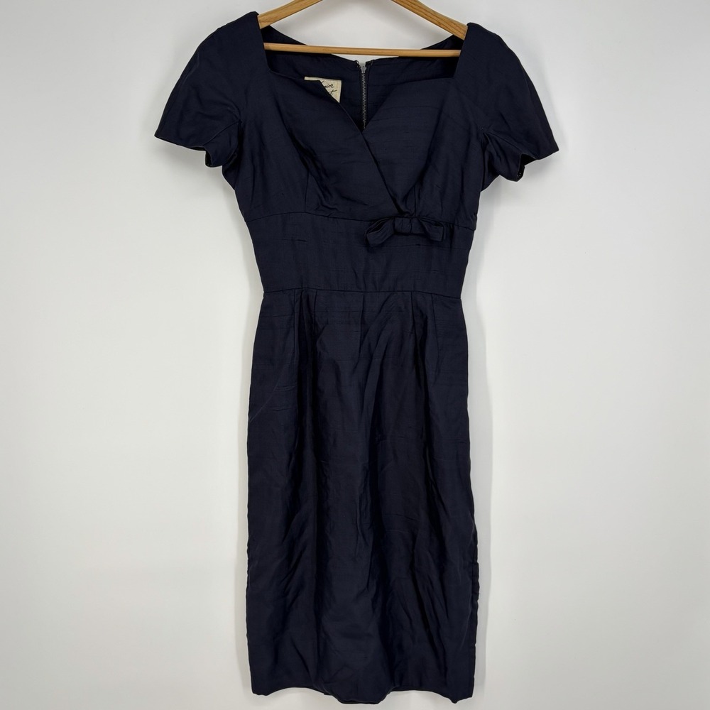 Vtg 50s Navy Secretary Dress XS / S Wiggle Pencil Heritage Career Timeless 60s